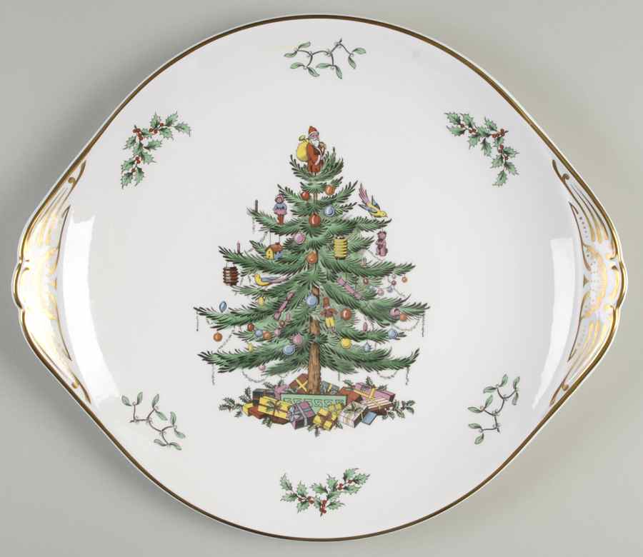 Christmas Tree Handled Cake Plate by Spode-1