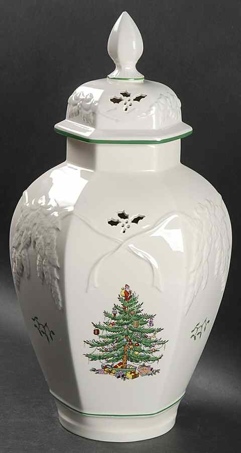 Christmas Tree Hexagonal Vase with Lid by Spode-1