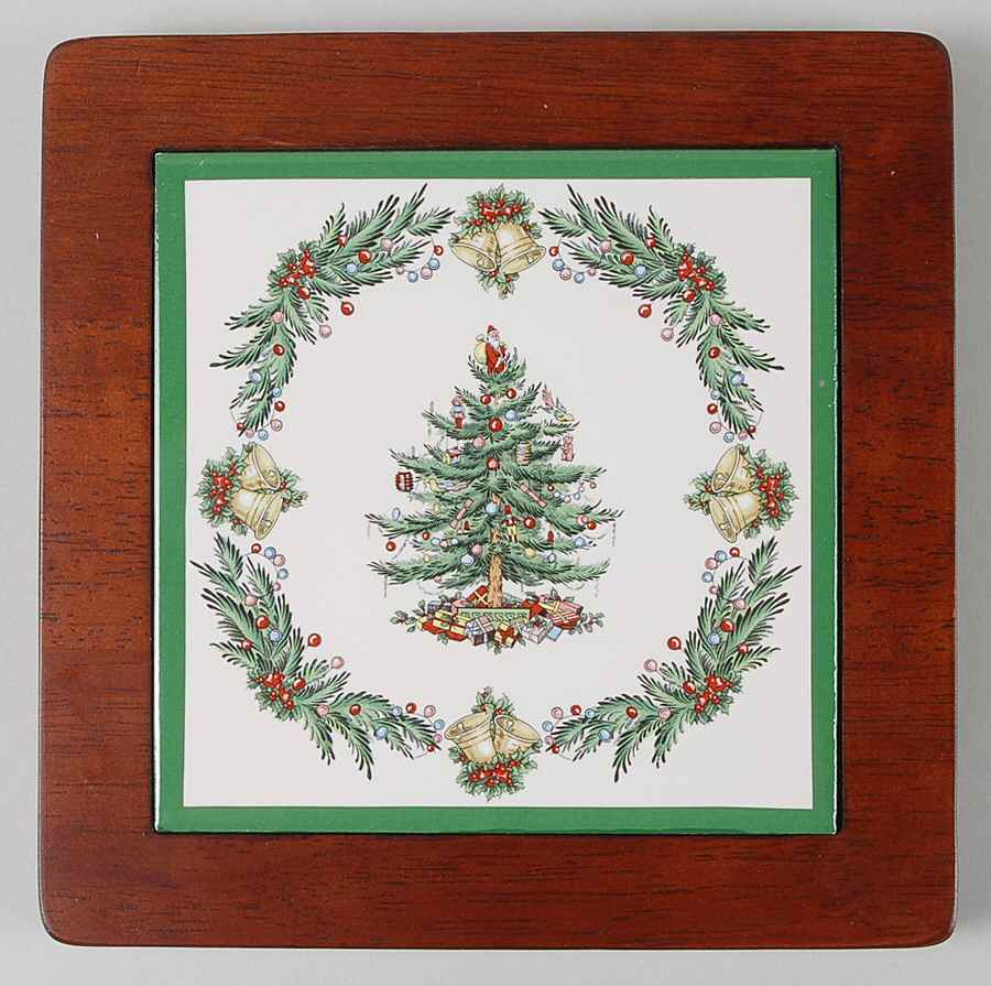 Christmas Tree Wood Frame Trivet by Spode-1