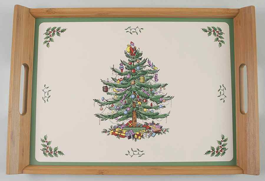 Christmas Tree 18" Stacking Bamboo Tray by Spode-1
