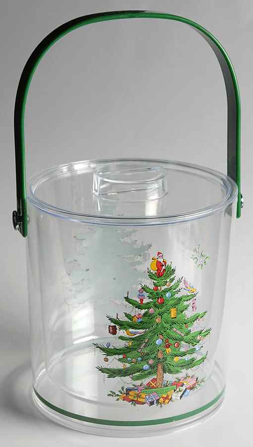 Christmas Tree Acrylic Ice Bucket W/Lid by Spode-1