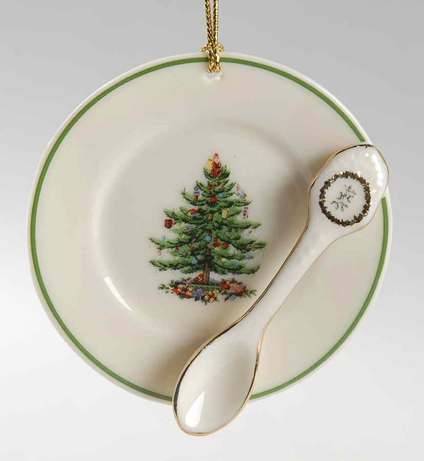 Miniature Ornament Dinner Plate W/ China Spoon - Boxed by Spode-1