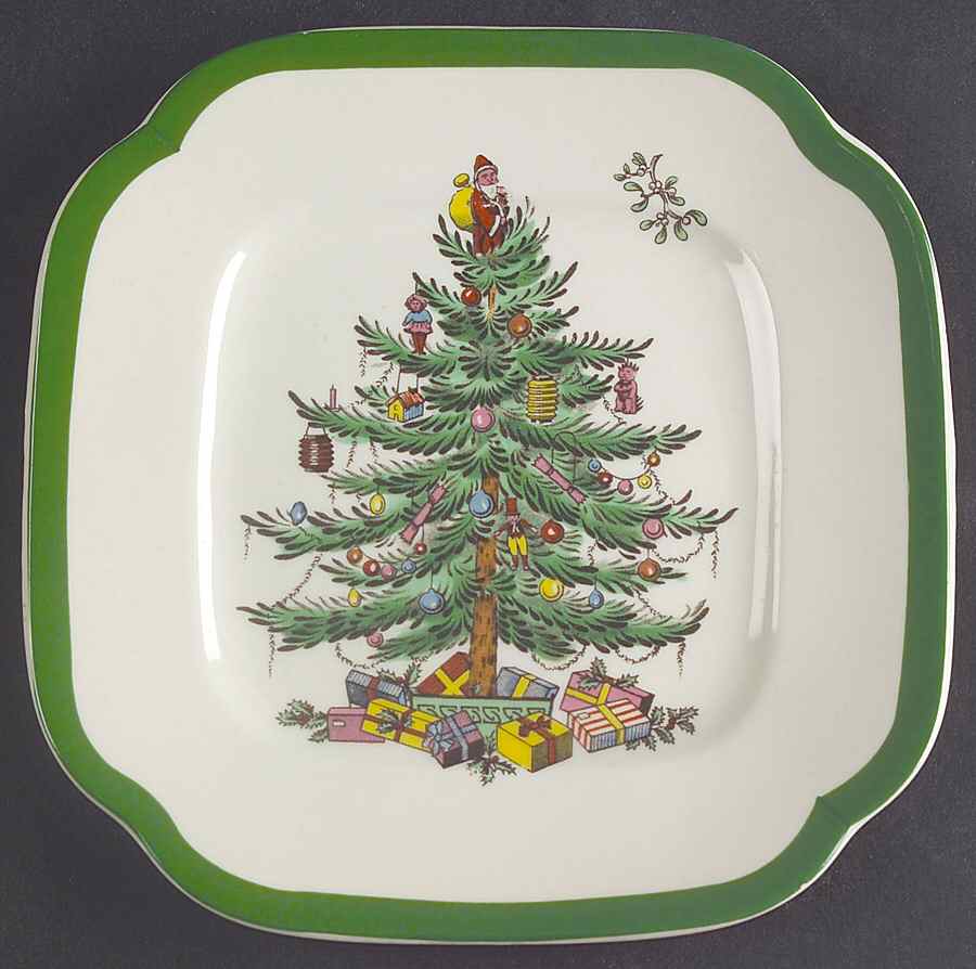 Christmas Tree Square Bread & Butter Plate by Spode-1
