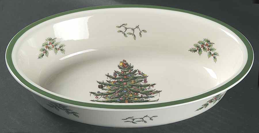 Christmas Tree Medium Deep Oval Oven-to-Table Baker by Spode-1