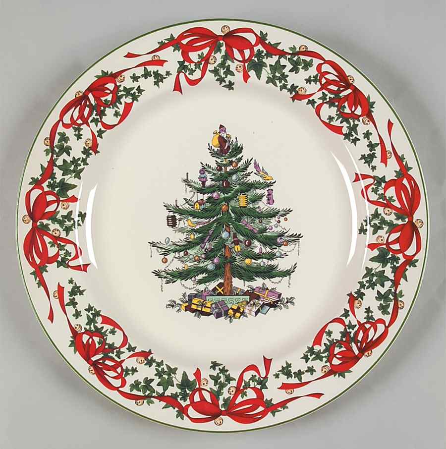 Christmas Tree 12" Red Ribbon Buffet Plate by Spode-1