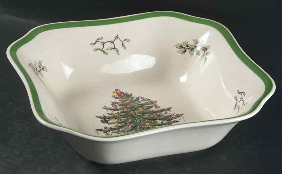 Christmas Tree 9" Square Salad Serving Bowl by Spode-1