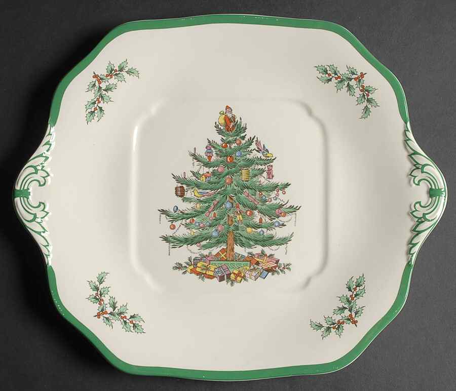 Christmas Tree Square Handled Cake Plate by Spode-1
