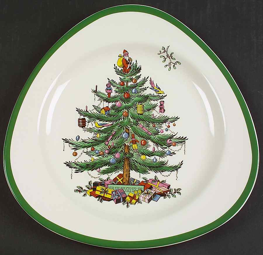 Christmas Tree Triangular Cake Plate by Spode-1