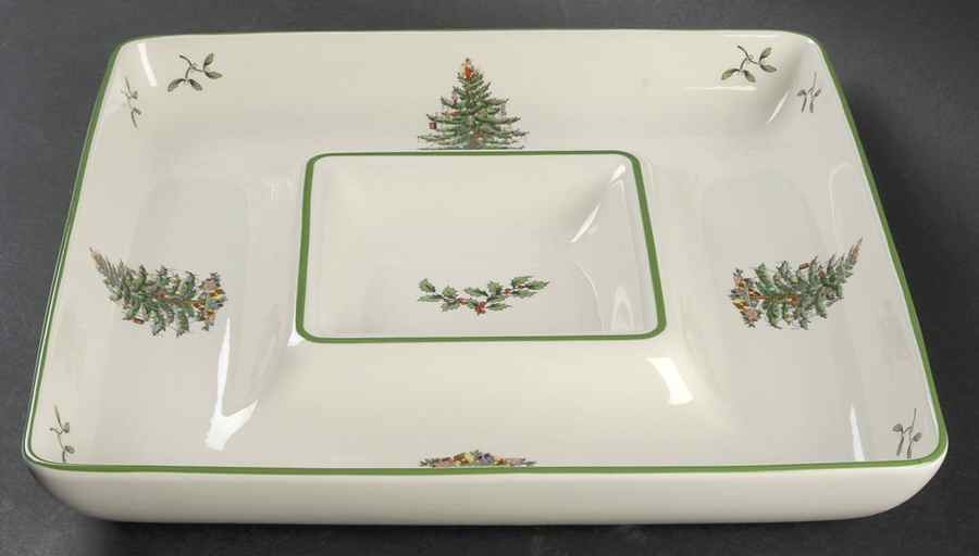 Christmas Tree 1 Piece Square Chip and Dip by Spode-1