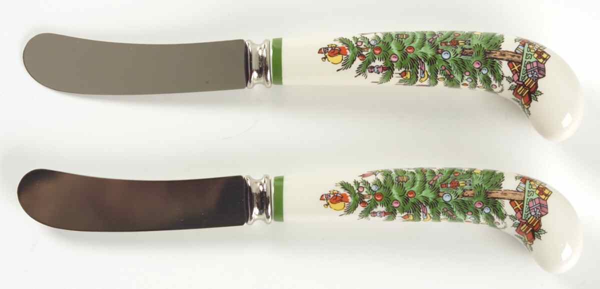 Christmas Tree Individual Canape Knive - Set of 2 by Spode-1
