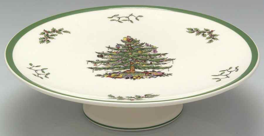 Christmas Tree 10" Diameter Pedestal Cake Stand by Spode-1