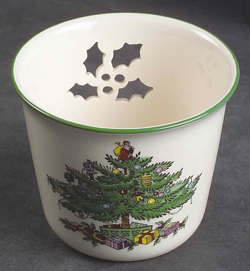 Christmas Tree Small Pierced Votive Candleholder by Spode-1