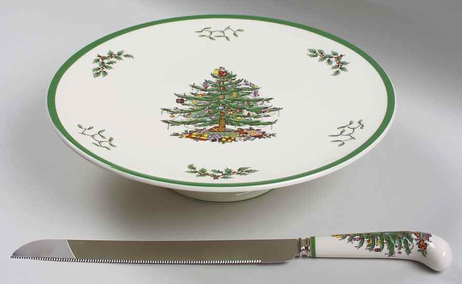 Christmas Tree Cake Plate and Server (Boxed Set) by Spode-1