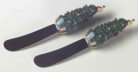 Christmas Tree Individual Canape Knive - Set of 2 by Spode-1
