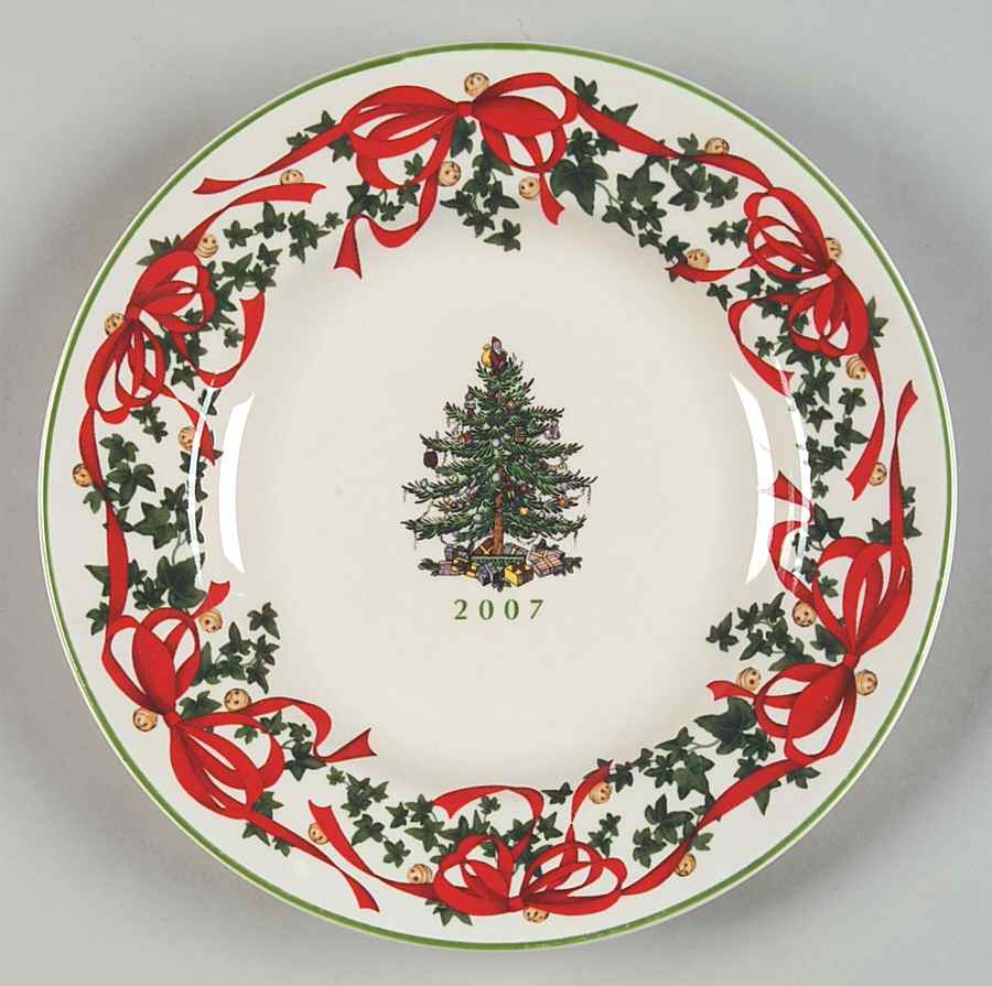 Christmas Tree Red Ribbon Canape Plate by Spode-1