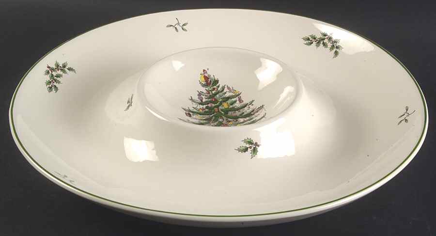 Christmas Tree 1 Piece Round Chip/Dip by Spode-1