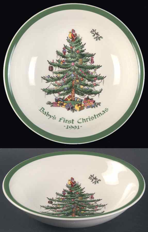 Christmas Tree Child's Bowl-Baby's First/Dated by Spode-1