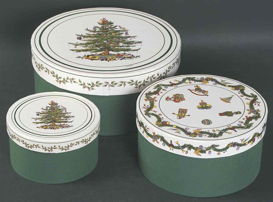 Christmas Tree Fabric Box (Set of 3 - 9", 7" &  5") by Spode-1