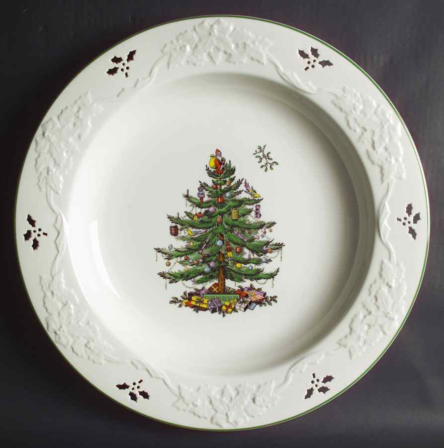 Christmas Tree 15" Pierced Elizabethan Dish by Spode-1