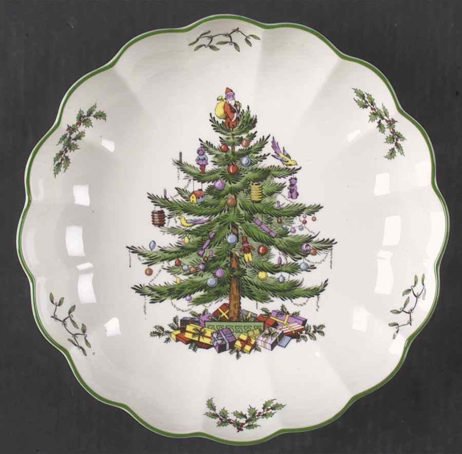 Christmas Tree 10" Round Fluted Dish by Spode-1
