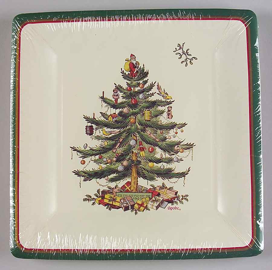 Christmas Tree (Pack of 8) Square Paper Dinner Plate by Spode-1