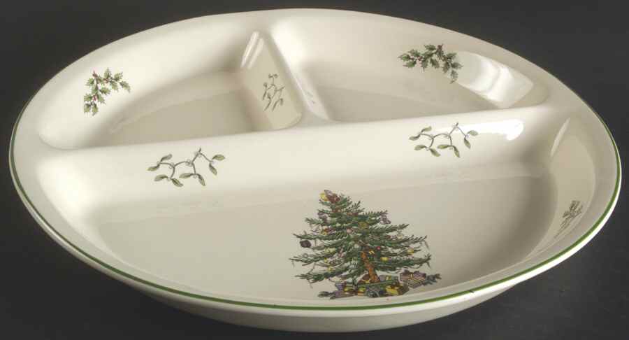 Christmas Tree 3-Part Round Divided Server by Spode-1