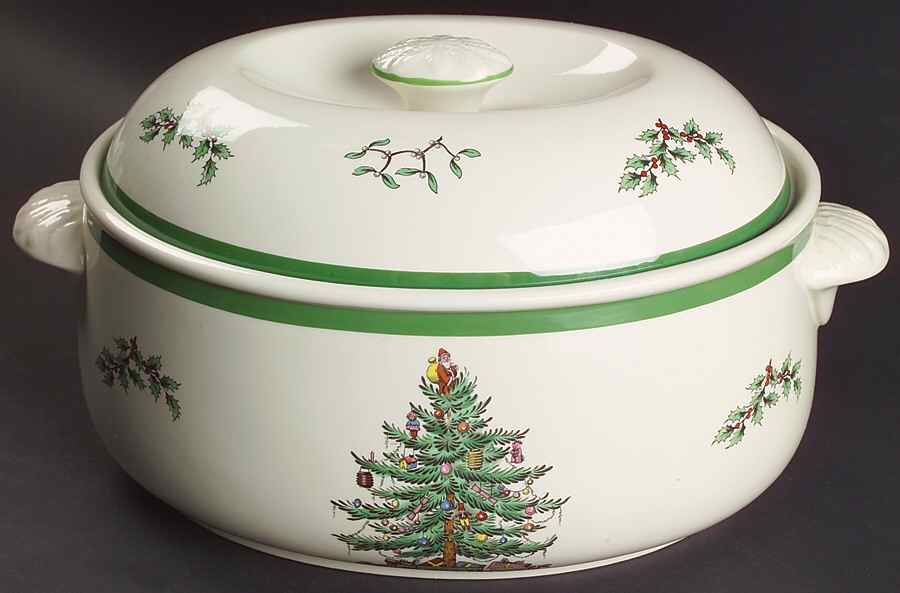 Christmas Tree 4 Qt Oval Covered Casserole by Spode-1