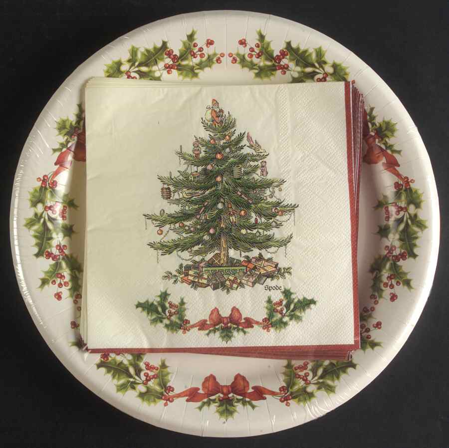 Christmas Tree 8 Paper Dinner Plate and 16 PaperDinner NapkinSet by Spode-1