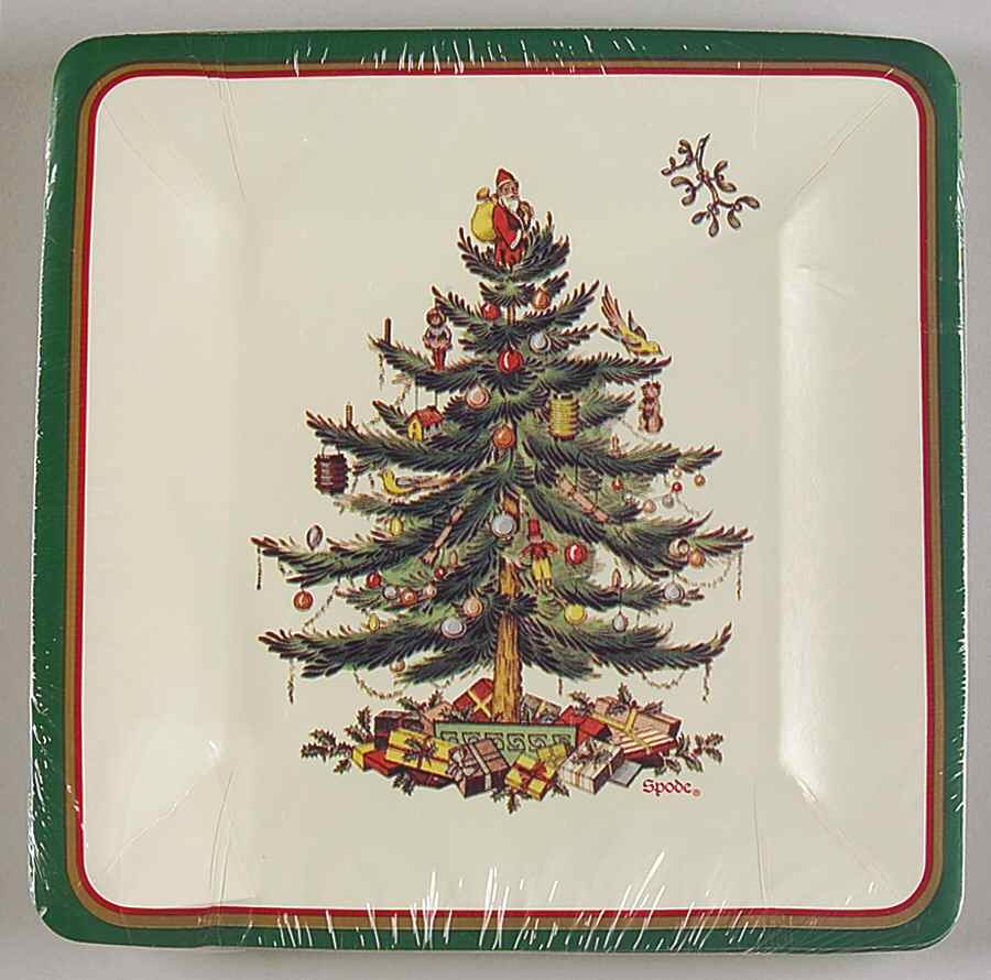 Christmas Tree (Pack of 8) Square Paper Luncheon/Dessert Plates by Spode-1