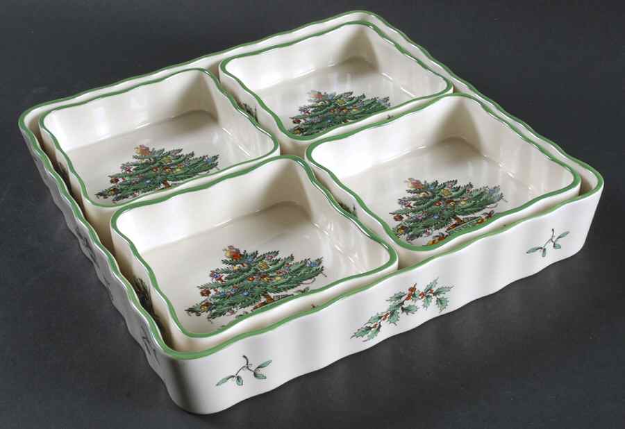 Christmas Tree 5-Piece Hors d'Oeuvres Set by Spode-1