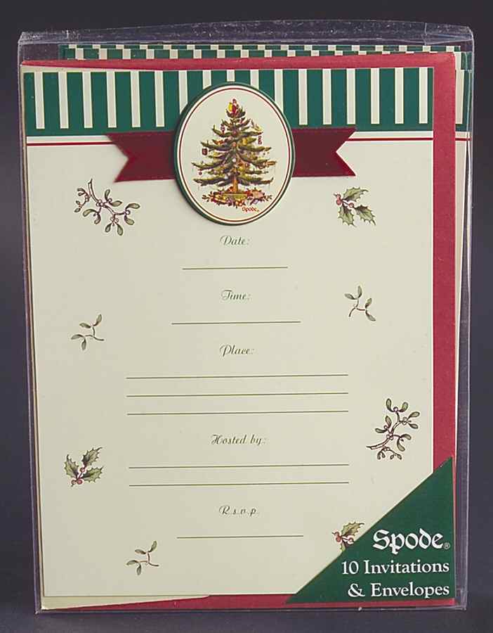 Christmas Tree (Set of 10) Paper Fill In Invitaions by Spode-1
