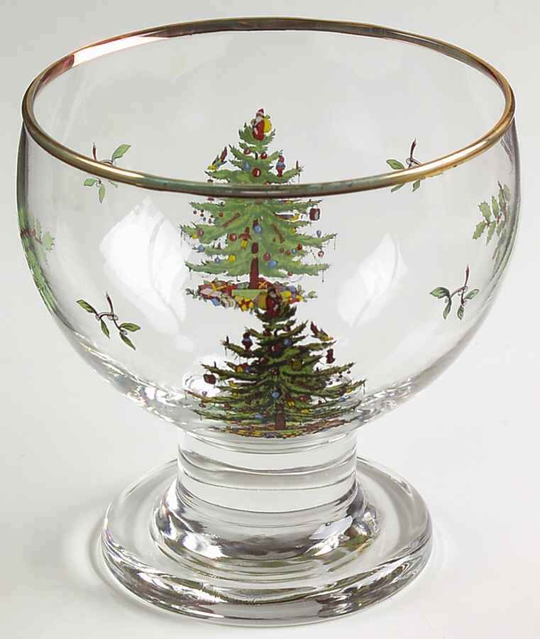 Christmas Tree Glassware Ice Cream/Pudding Bowl by Spode-1