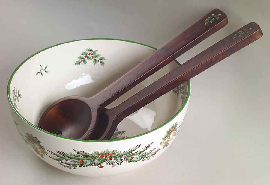 Christmas Tree Salad Set (SB9A & Wood Fork & Spoon Set) by Spode-1