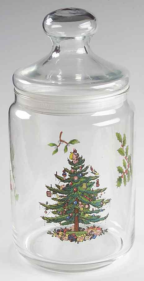 Christmas Tree Small Glassware Storage Jar & Lid by Spode-1