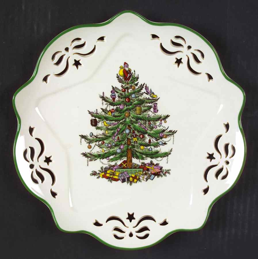 Christmas Tree 9" Pierced Star Shaped Plate by Spode-1