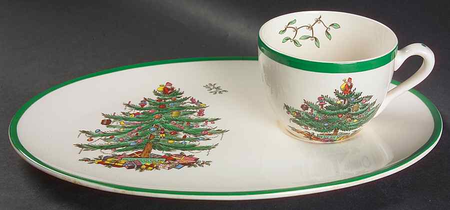 Christmas Tree Snack Plate & Cup Set by Spode-1