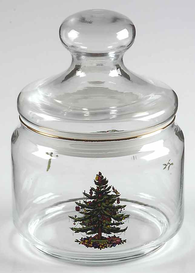 Christmas Tree 3" Glassware Storage Jar & Lid by Spode-1