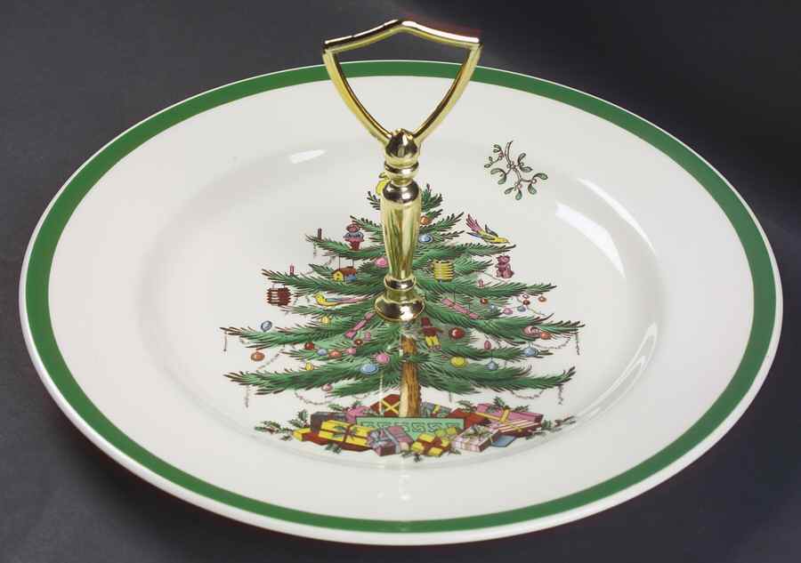 Christmas Tree Round Serving Plate with Handle (DP) by Spode-1
