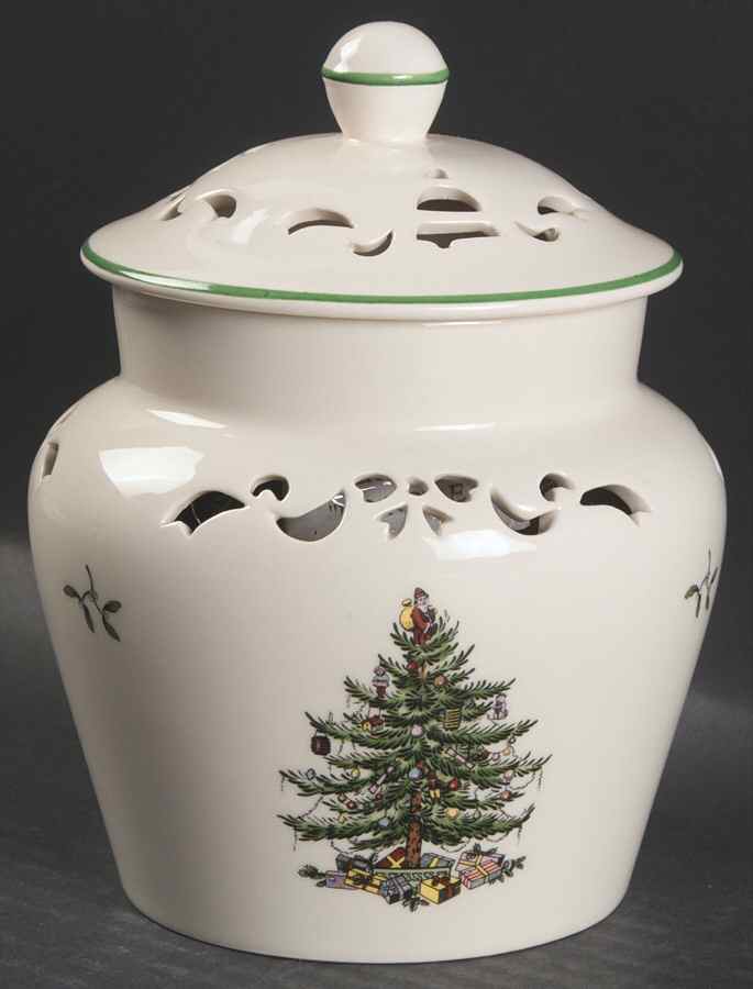 Christmas Tree Pierced Potpourri Jar & Lid by Spode-1