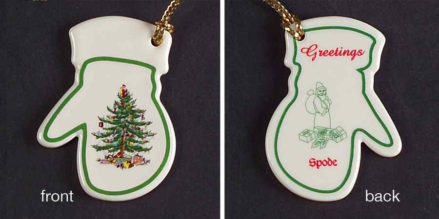 Christmas Tree Ornaments Greetings - Mitten - No Box by Spode-1