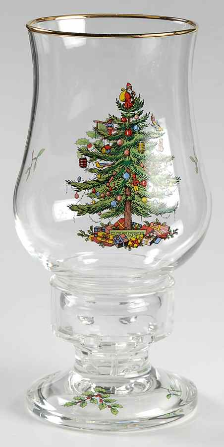 Christmas Tree (2 Piece) Glassware Hurricane Lamp by Spode-1