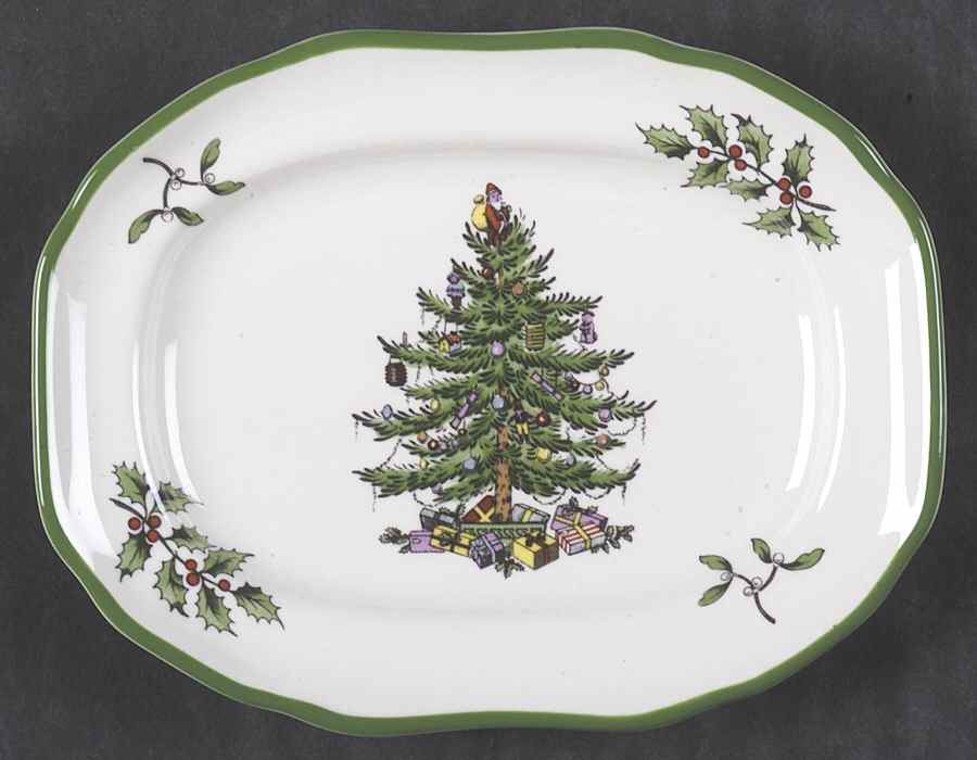 Christmas Tree Miniature Oval Serving Platter by Spode-1