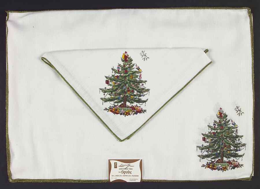 Christmas Tree Linen Placemat and Napkin Set - Set of 4 by Spode-1