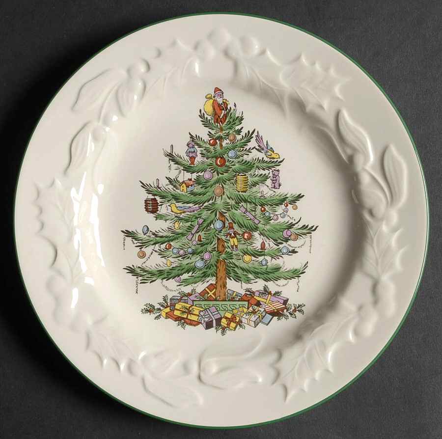 Christmas Tree Embossed Accent Salad Plate by Spode-1