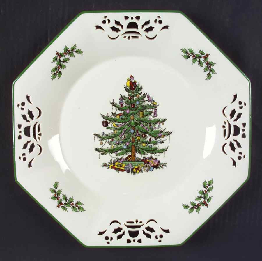 Christmas Tree Pierced Octagonal Tray by Spode-1