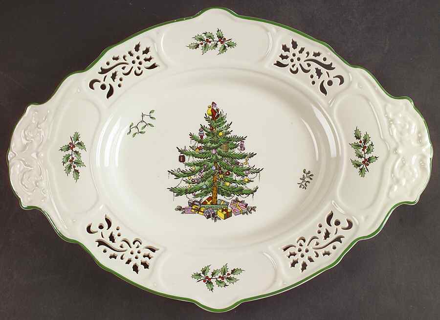 Christmas Tree 13" Pierced Tidbit by Spode-1