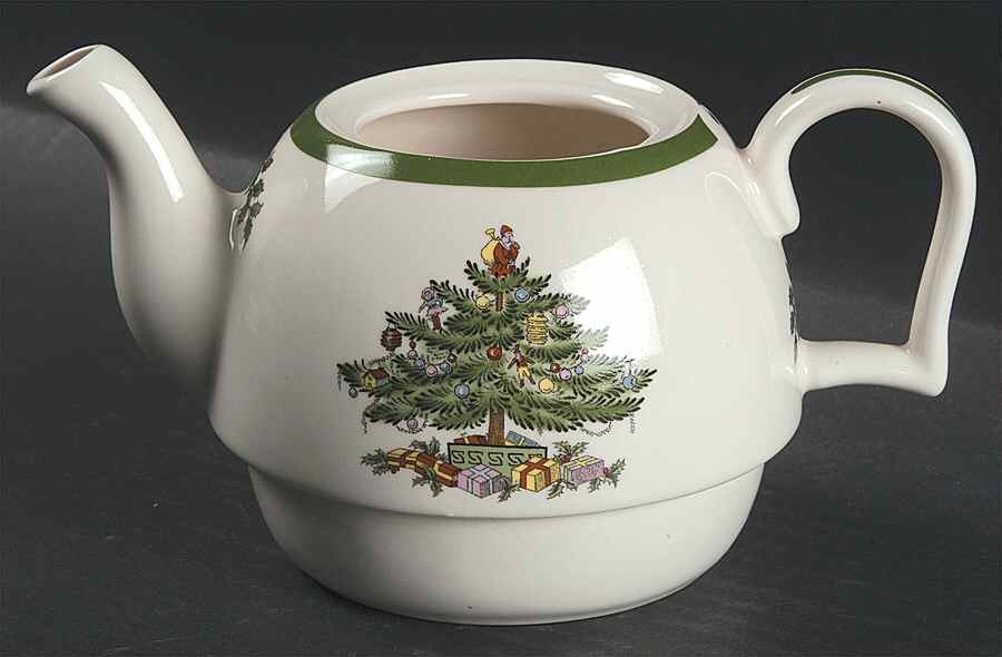 Christmas Tree Individual Teapot with Cup Teapot No Lid by Spode-1