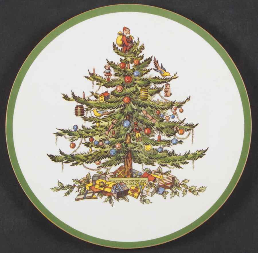 Christmas Tree Round Cork Back Trivet by Spode-1