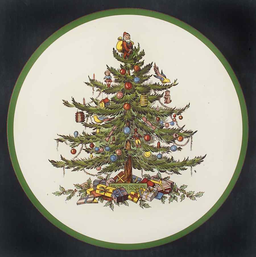 Christmas Tree Round Cork Back Trivet by Spode-1