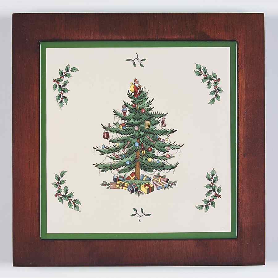 Christmas Tree Wood Frame Trivet by Spode-1
